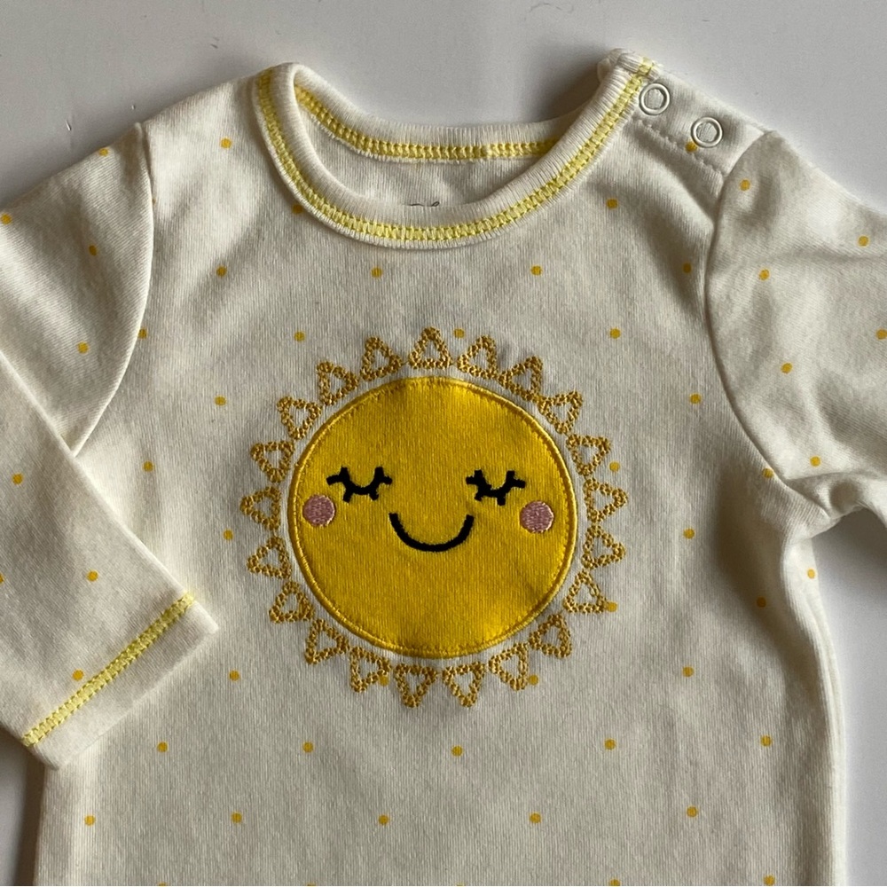 Sunshine Baby One Piece Outfit Size 3 Months Romper Cotton White Yellow New NWOT